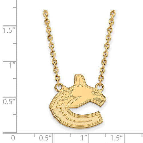 10k Gold NHL LogoArt Vancouver Canucks Large Pendant 18 inch Necklace