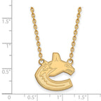 Sterling Silver Gold-plated NHL LogoArt Vancouver Canucks Large Pendant 18 inch Necklace