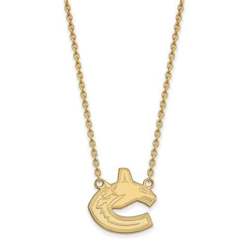 10k Gold NHL LogoArt Vancouver Canucks Large Pendant 18 inch Necklace
