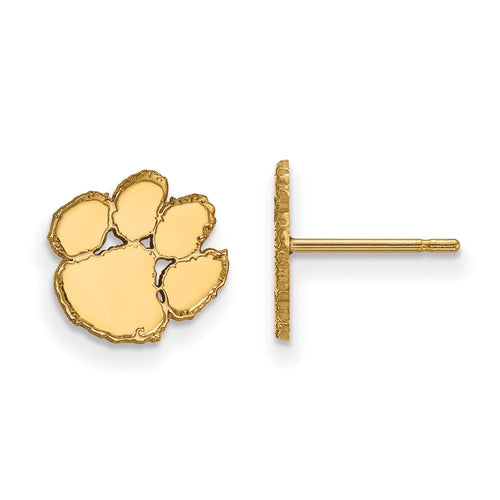10k Gold LogoArt Clemson University Tiger Paw Extra Small Post Earrings