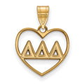 Sterling Silver Gold-plated LogoArt Delta Delta Delta Sorority Greek Letters Heart Pendant