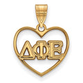 Sterling Silver Gold-plated LogoArt Delta Phi Epsilon Sorority Greek Letters Heart Pendant