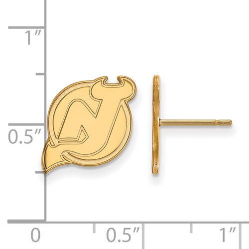 10k Gold NHL LogoArt New Jersey Devils Small Post Earrings