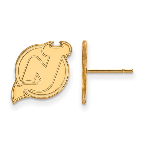 10k Gold NHL LogoArt New Jersey Devils Small Post Earrings