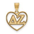 Sterling Silver Gold-plated LogoArt Delta Zeta Sorority Greek Letters Heart Pendant