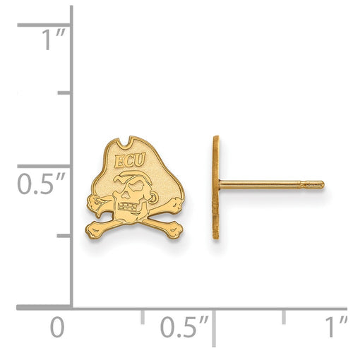 10k Gold LogoArt East Carolina University Pirate Extra Small Post Earrings