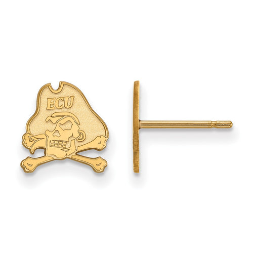 10k Gold LogoArt East Carolina University Pirate Extra Small Post Earrings