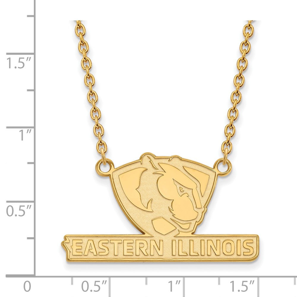 Sterling Silver Gold-plated LogoArt Eastern Illinois University Large Pendant 18 inch Necklace