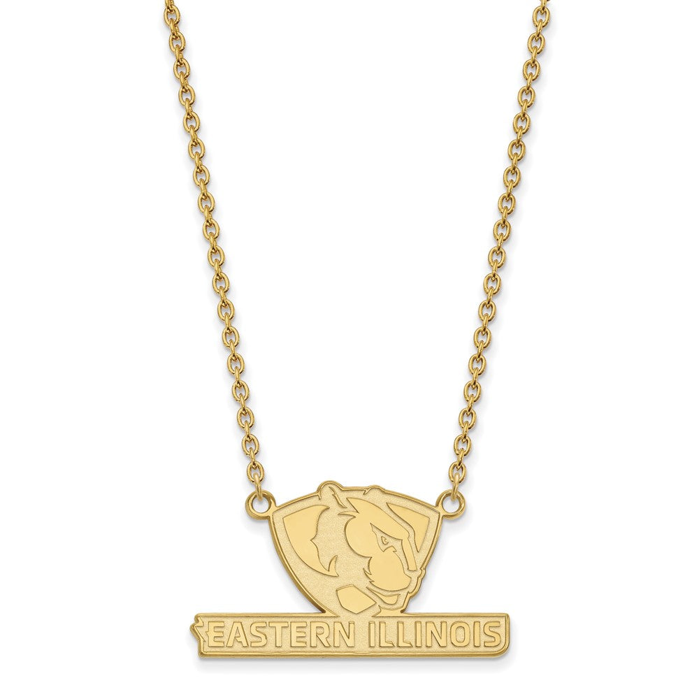 Sterling Silver Gold-plated LogoArt Eastern Illinois University Large Pendant 18 inch Necklace