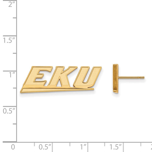 10k Gold LogoArt Eastern Kentucky University E-K-U Small Post Earrings