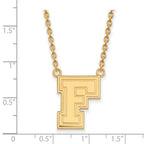 Sterling Silver Gold-plated LogoArt Fordham University Letter F Large Pendant 18 inch Necklace