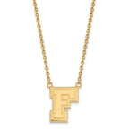 10k Gold LogoArt Fordham University Letter F Large Pendant 18 inch Necklace