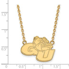 Sterling Silver Gold-plated LogoArt Gonzaga University G-U Bulldog Large Pendant 18 inch Necklace