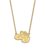 Sterling Silver Gold-plated LogoArt Gonzaga University G-U Bulldog Large Pendant 18 inch Necklace