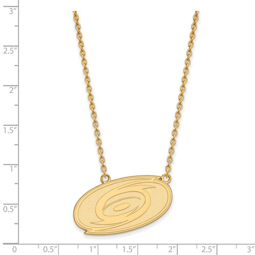 10k Gold NHL LogoArt Carolina Hurricanes Large Pendant 18 inch Necklace