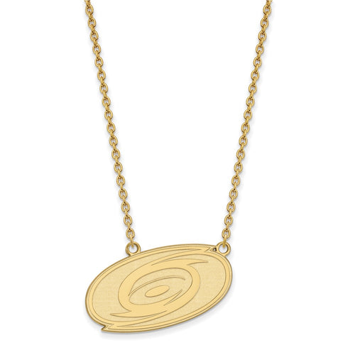 10k Gold NHL LogoArt Carolina Hurricanes Large Pendant 18 inch Necklace