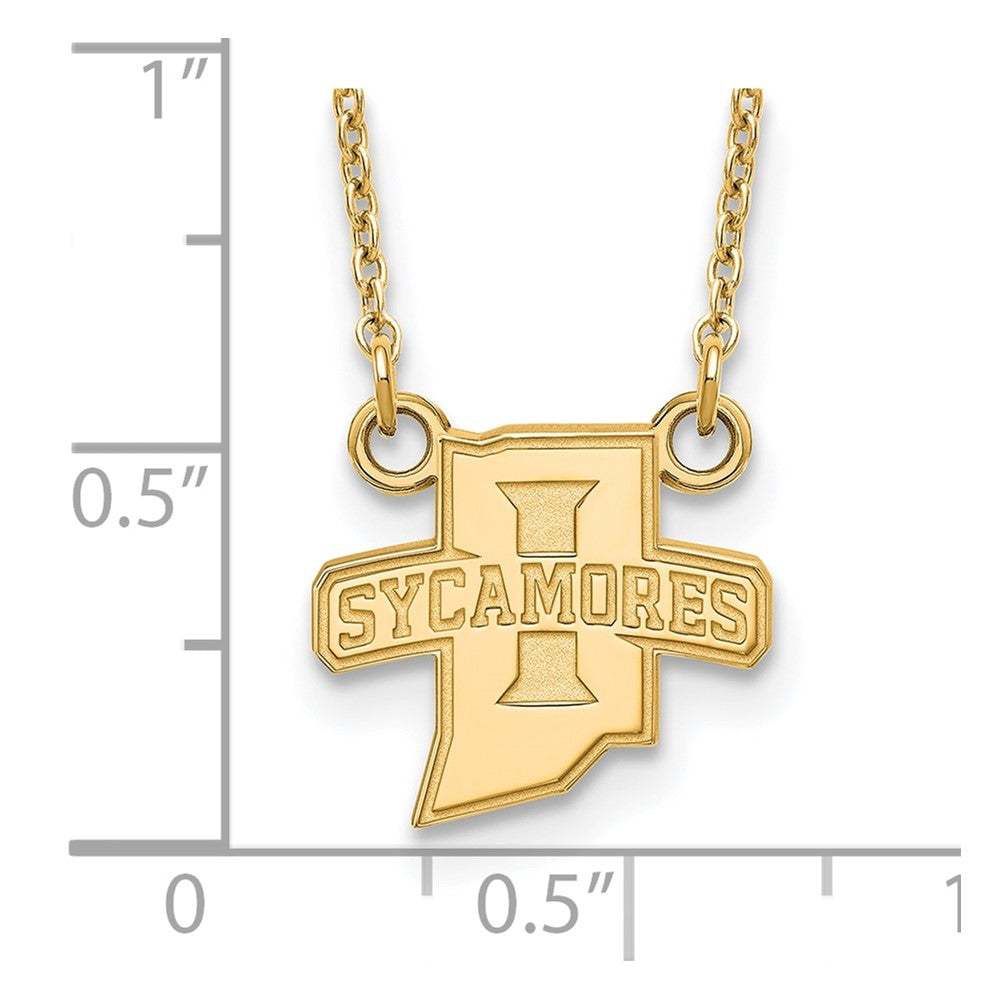 10k Gold LogoArt Indiana State University Sycamores Small Pendant 18 inch Necklace