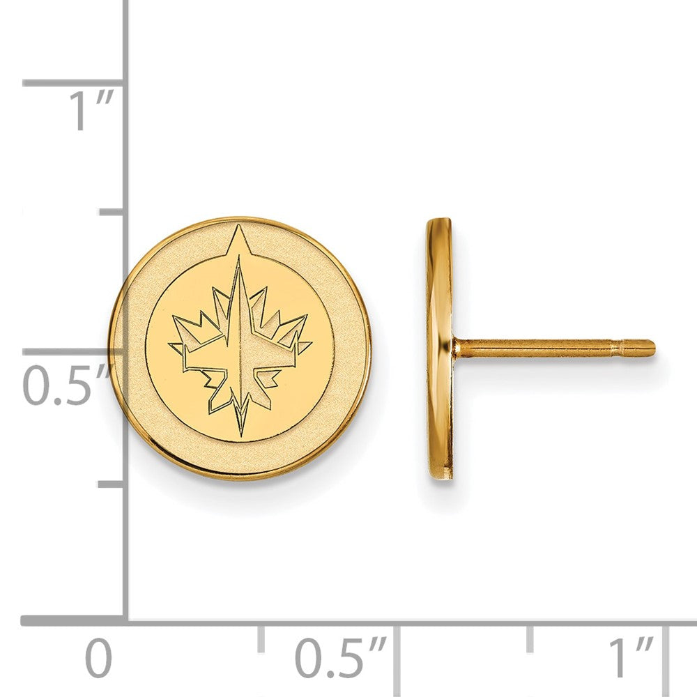 14k Gold NHL LogoArt Winnipeg Jets Small Post Earrings