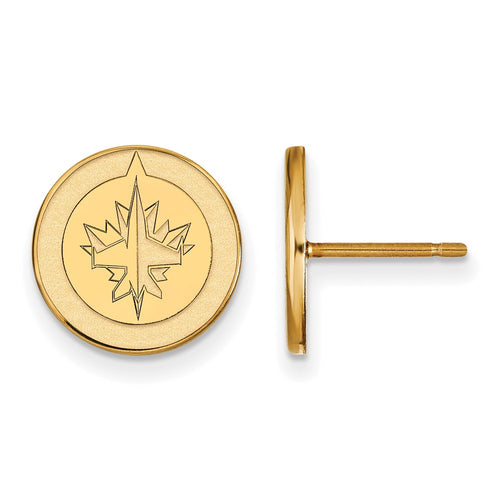 10k Gold NHL LogoArt Winnipeg Jets Small Post Earrings