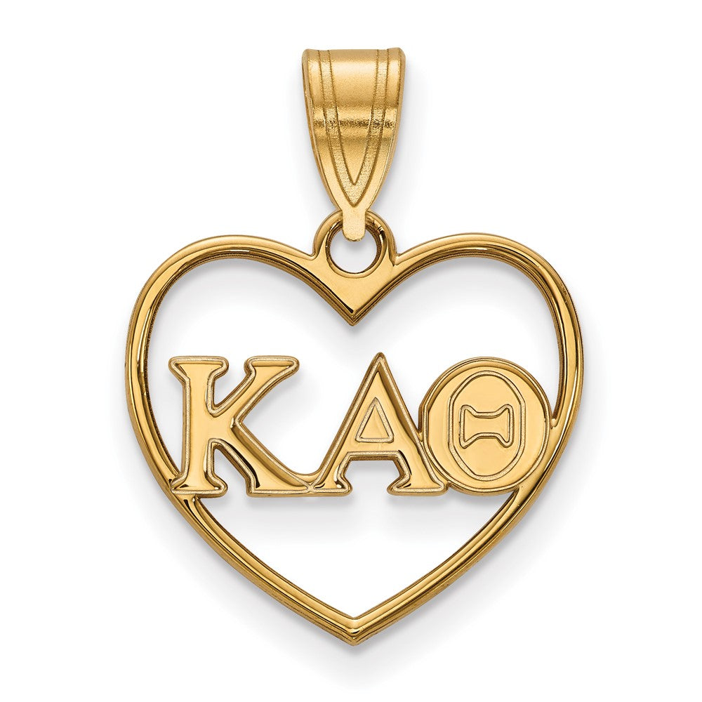 Sterling Silver Gold-plated LogoArt Kappa Alpha Theta Sorority Greek Letters Heart Pendant