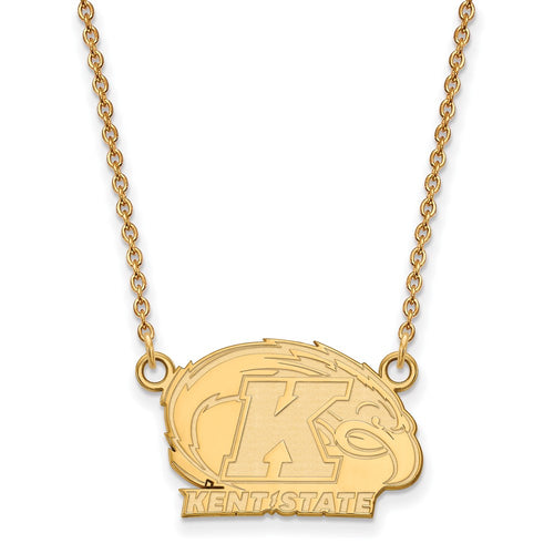 10k Gold LogoArt Kent State University Small Pendant 18 inch Necklace