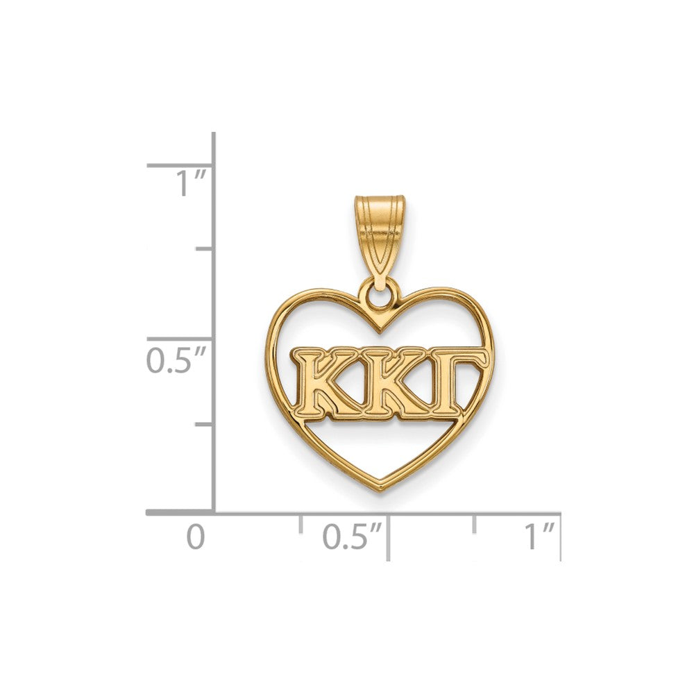 Sterling Silver Gold-plated LogoArt Kappa Kappa Gamma Sorority Greek Letters Heart Pendant