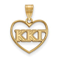 Sterling Silver Gold-plated LogoArt Kappa Kappa Gamma Sorority Greek Letters Heart Pendant
