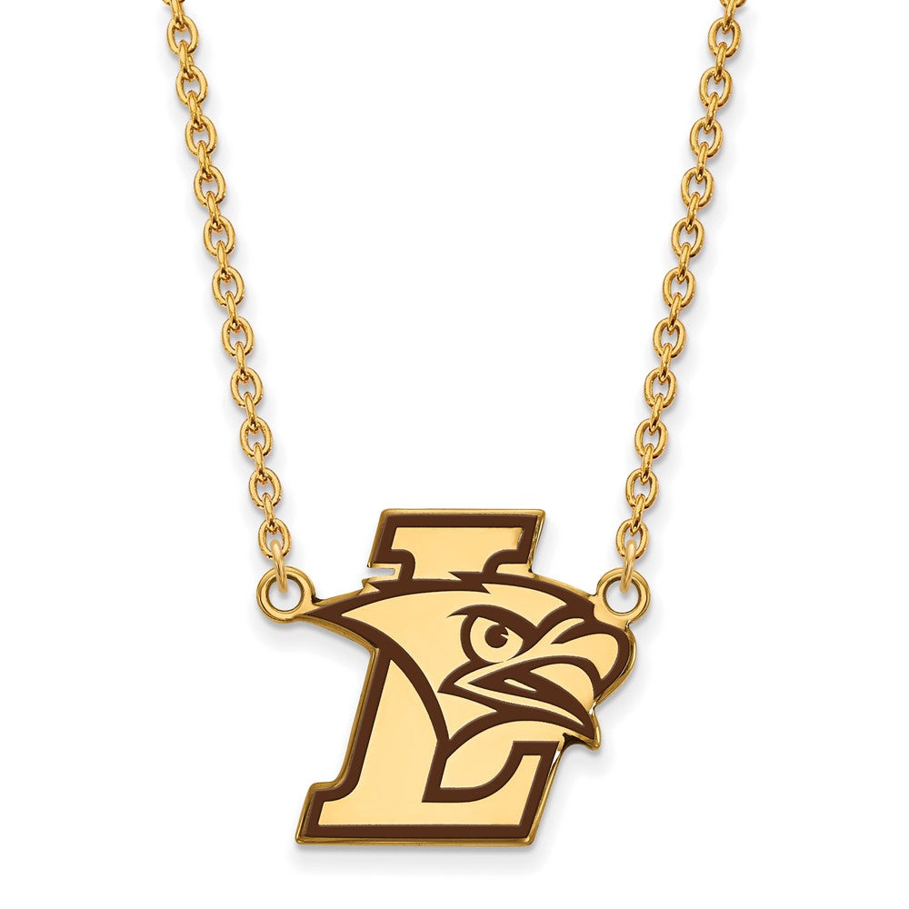 Sterling Silver Gold-plated LogoArt Lehigh University Large Enameled Pendant 18 inch Necklace