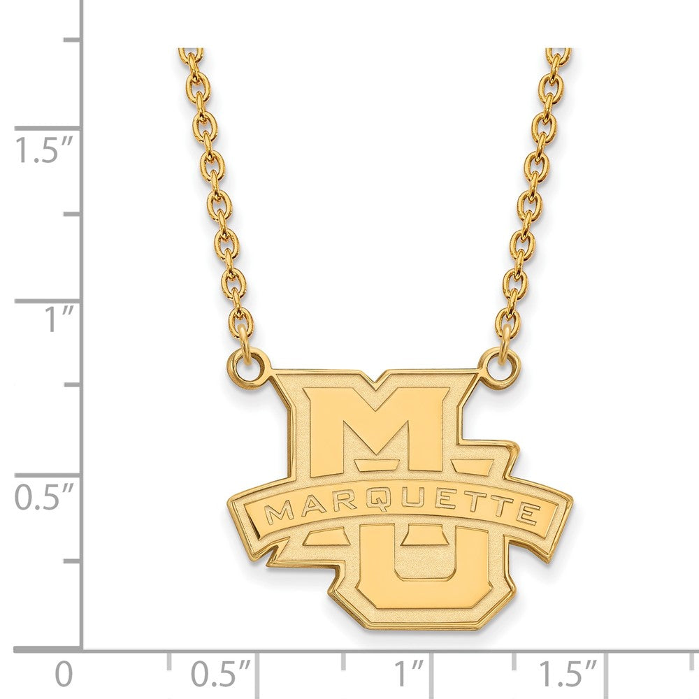 Sterling Silver Gold-plated LogoArt Marquette University Large Pendant 18 inch Necklace