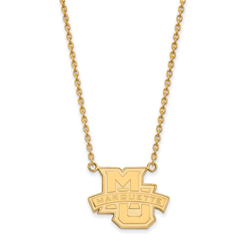 10k Gold LogoArt Marquette University Large Pendant 18 inch Necklace