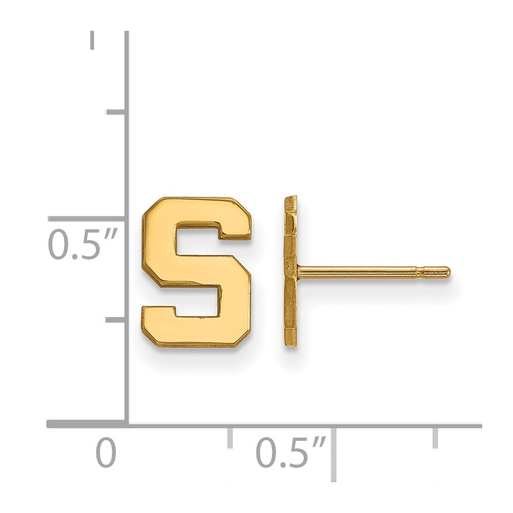 10k Gold LogoArt Michigan State University Letter S Extra Small Post Earrings