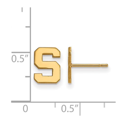 10k Gold LogoArt Michigan State University Letter S Extra Small Post Earrings