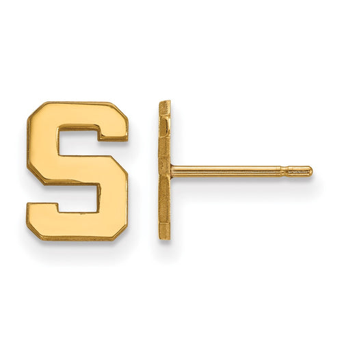 10k Gold LogoArt Michigan State University Letter S Extra Small Post Earrings
