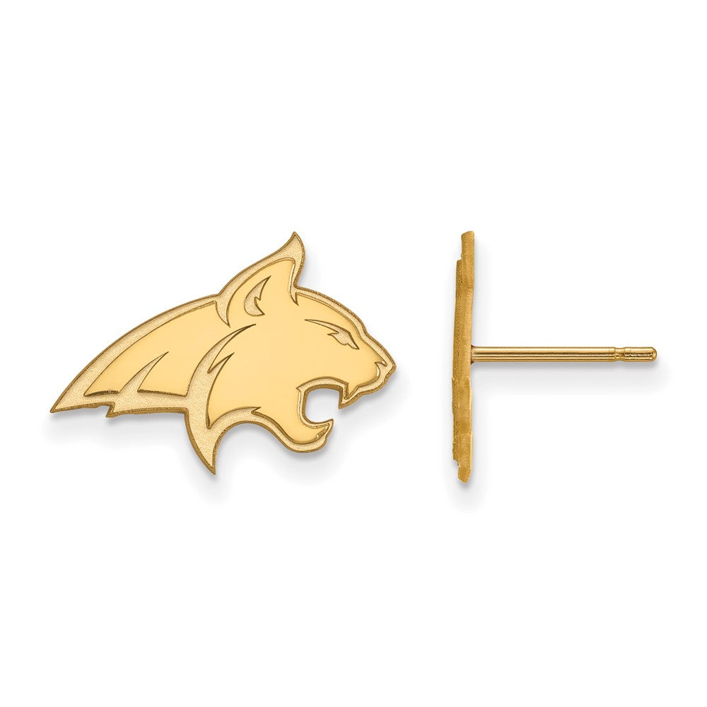 Sterling Silver Gold-plated LogoArt Montana State University Bobcat Small Post Earrings