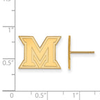 14k Gold LogoArt Miami University Ohio Letter M Small Post Earrings