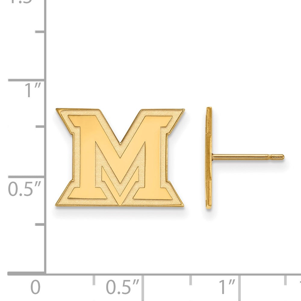 10k Gold LogoArt Miami University Ohio Letter M Small Post Earrings