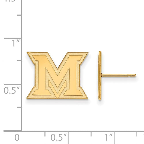 10k Gold LogoArt Miami University Ohio Letter M Small Post Earrings