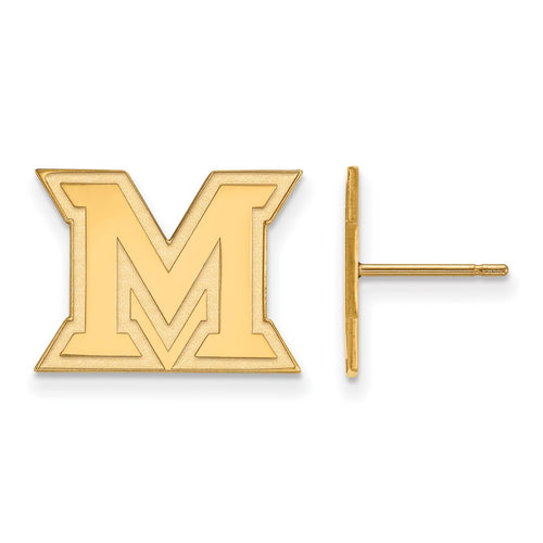 10k Gold LogoArt Miami University Ohio Letter M Small Post Earrings