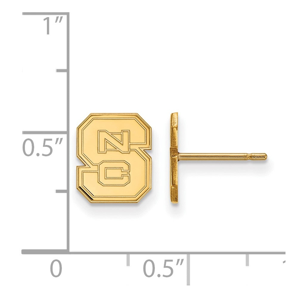 14k Gold LogoArt North Carolina State University N-C-S Extra Small Post Earrings