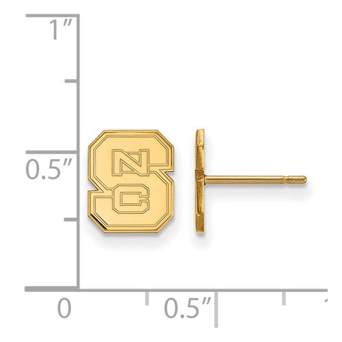 10k Gold LogoArt North Carolina State University N-C-S Extra Small Post Earrings