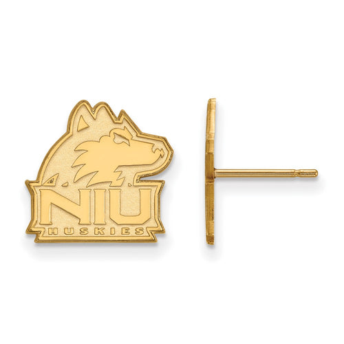 10k Gold LogoArt Northern Illinois University N-I-U Huskies Small Post Earrings