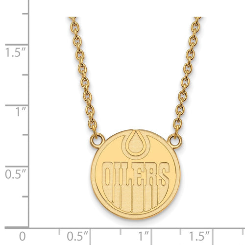 10k Gold NHL LogoArt Edmonton Oilers Large Pendant 18 inch Necklace