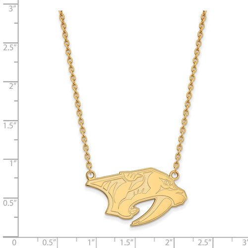 10k Gold NHL LogoArt Nashville Predators Large Pendant 18 inch Necklace