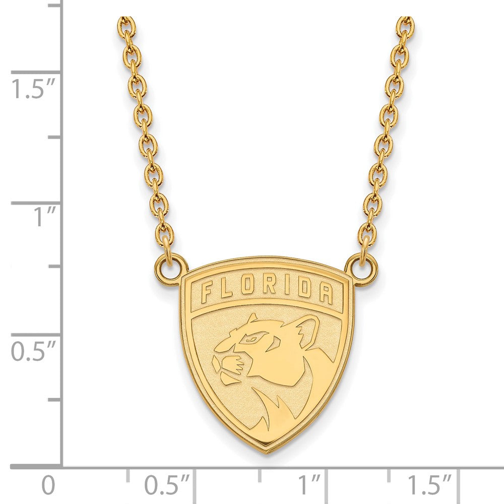 10k Gold NHL LogoArt Florida Panthers Large Pendant 18 inch Necklace