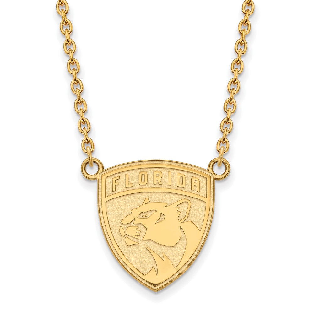 14k Gold NHL LogoArt Florida Panthers Large Pendant 18 inch Necklace