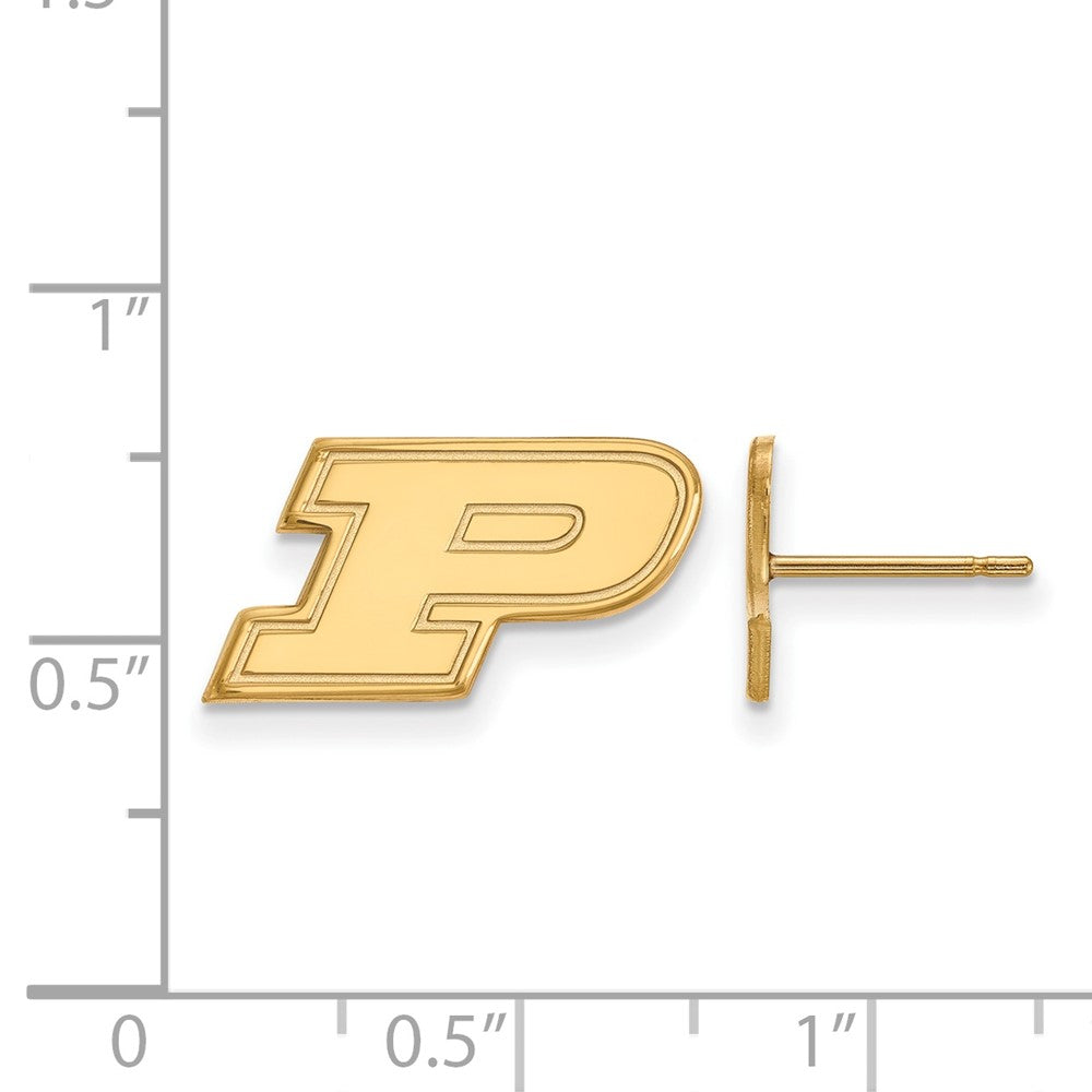 Sterling Silver Gold-plated LogoArt Purdue University Letter P Extra Small Post Earrings