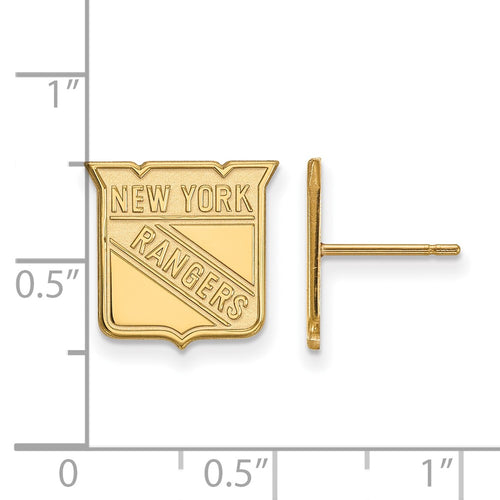 10k Gold NHL LogoArt New York Rangers Small Post Earrings