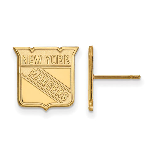 10k Gold NHL LogoArt New York Rangers Small Post Earrings