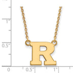 10k Gold LogoArt Rutgers University Letter R Small Pendant 18 inch Necklace