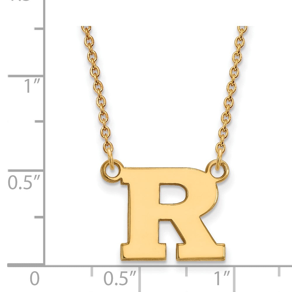 Sterling Silver Gold-plated LogoArt Rutgers University Letter R Small Pendant 18 inch Necklace